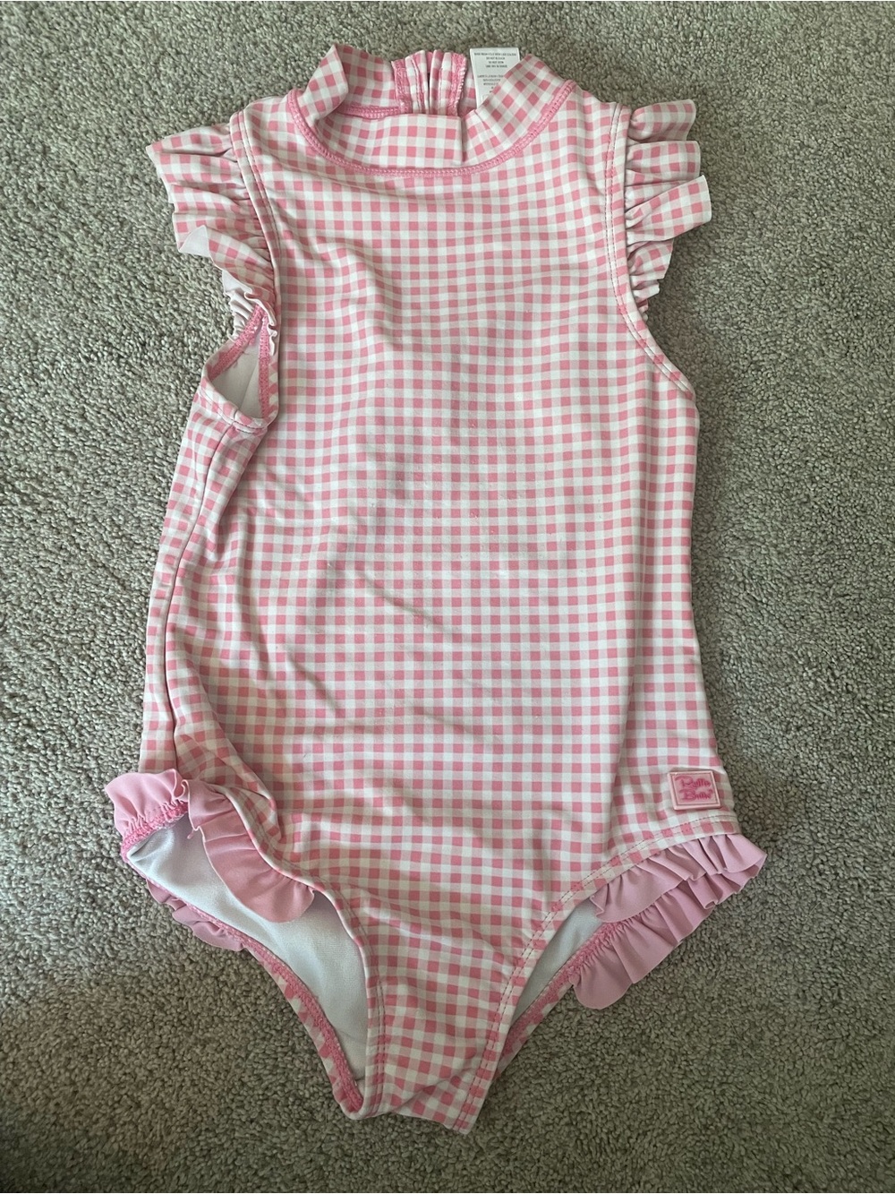 Ruffle BPink Gingham Ruffle Girls One-Piece Swimsuit